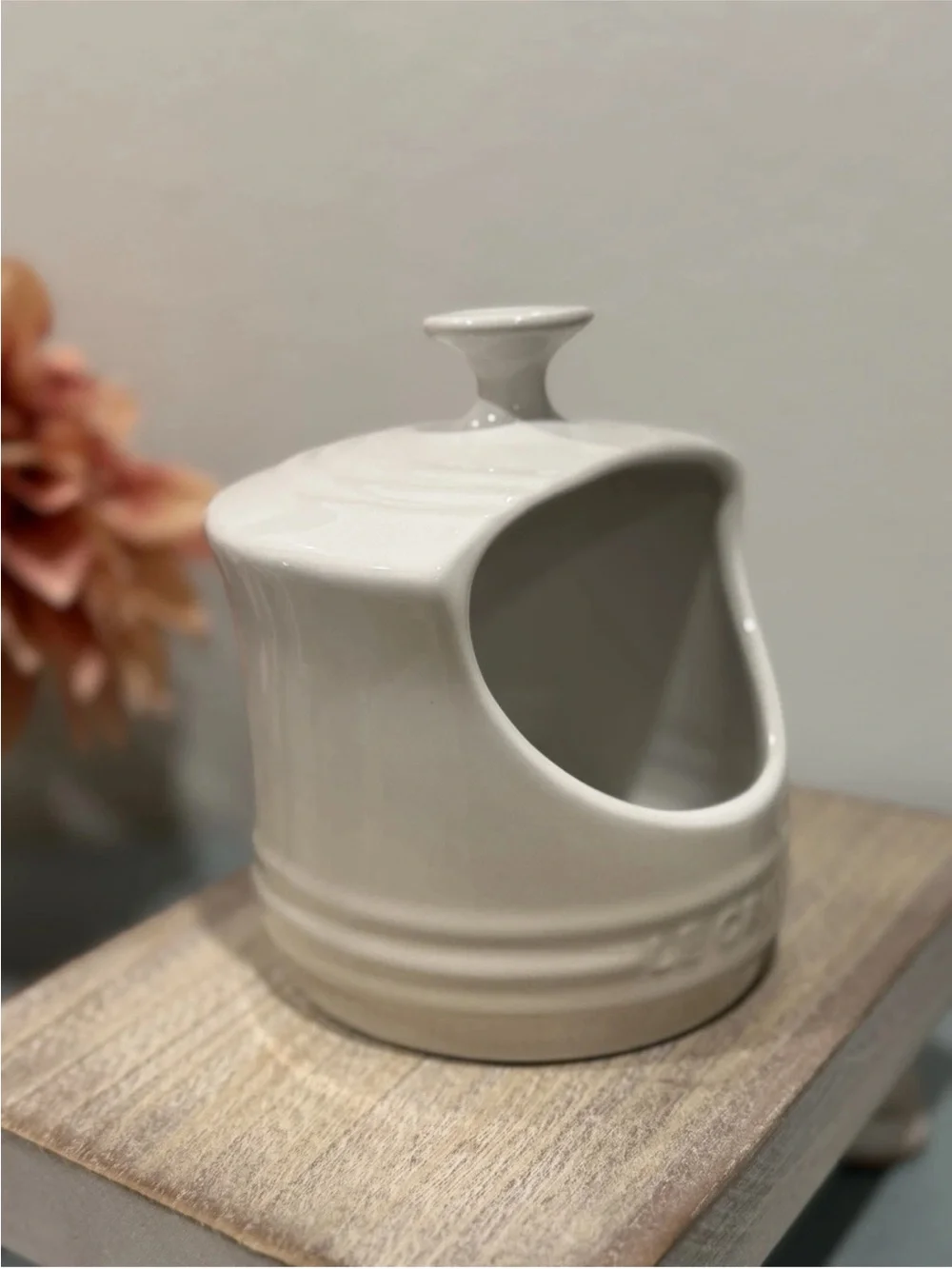 Le Creuset Salt Crock Keeper Meringue Ivory Stoneware New